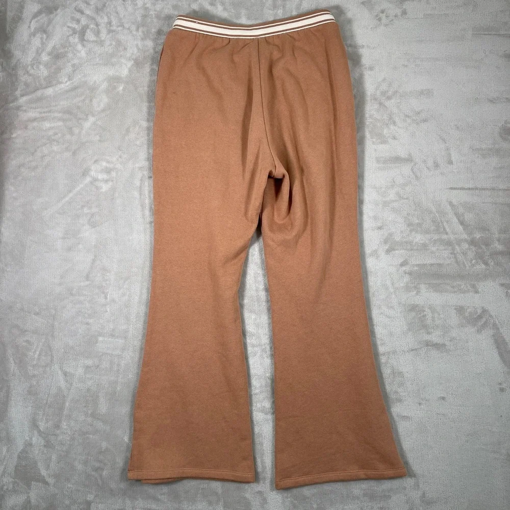 PINK Victoria's Secret Women's Sweatpants Flare Leg Drawstring Athleisure M Tan